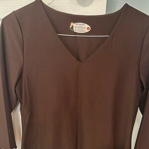 Spanx 3/4 sleeve slim top chocolate brown